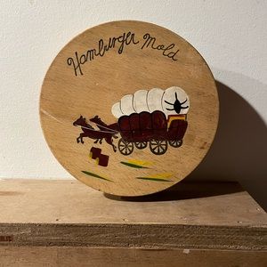Vintage Hand-painted Wooden Hamburger Mold, Made in Japan